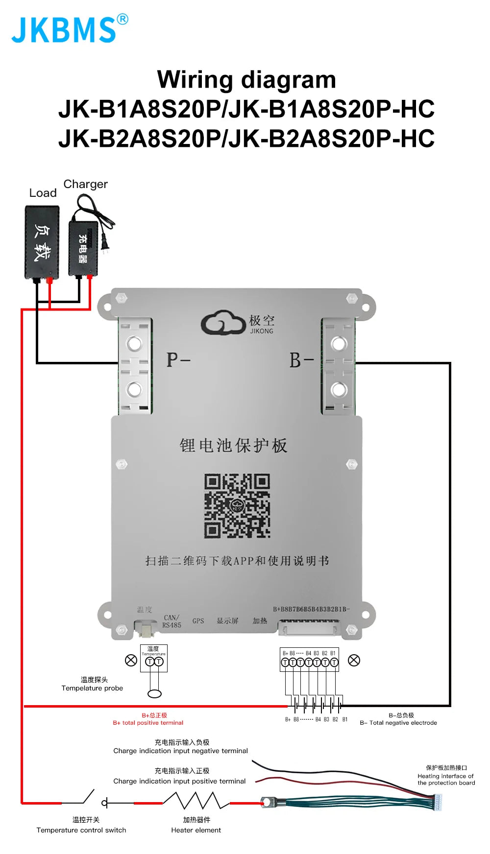 JKBMS JIKONG SMART BMS 4S 5S 6S 7S 8S 12V 24V BATTERY WITH 2A ACTIVE BALANCE HEAT FUNCTION ON SALE