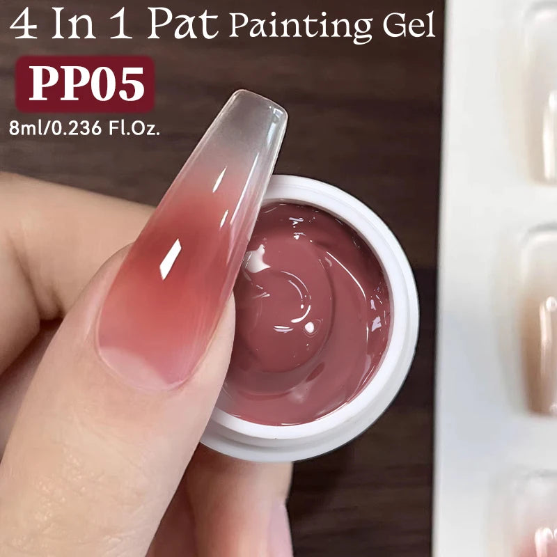 UR SUGAR 1/2Pcs White Pat Painting Gel Nail Polish 4 In 1 Gradient French Cover Edge Lines Nail Stamping Pattern Nail Diy Pattin