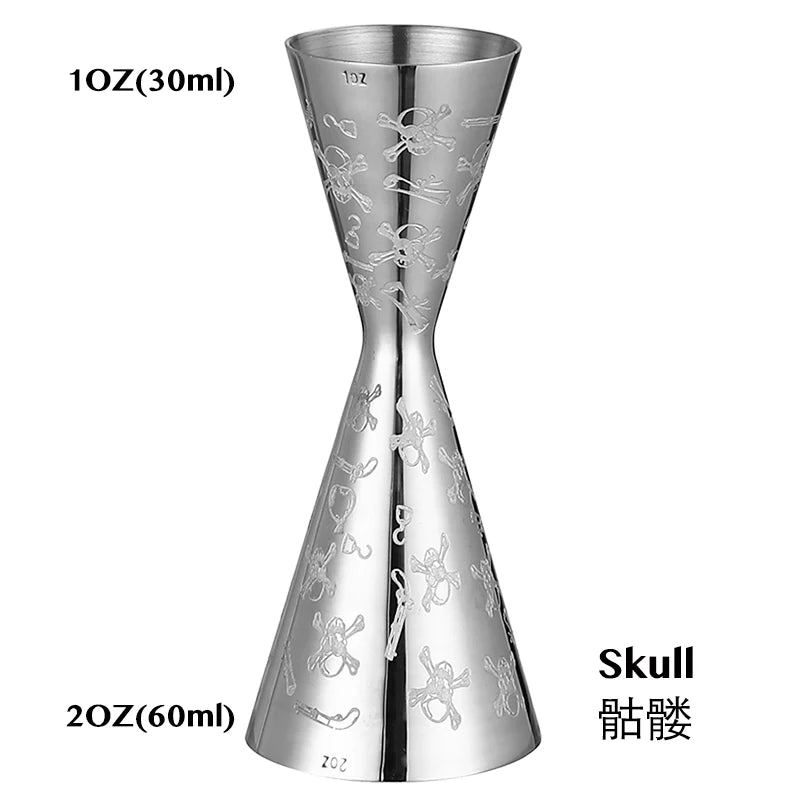 Integrated-Style Jigger Double Cocktail Jigger Bar Measure with Etched Pattern Bar Tools