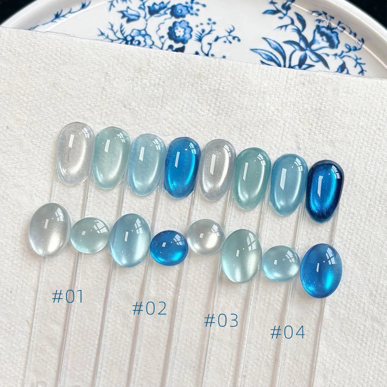 MIANEL 2026 Blue Moon Cat Eye Nail Gel Vibrant Sparkling Blue Glass Bead Effect Skin-Flattering Trendy Cat Eye Nail Art Manicure
