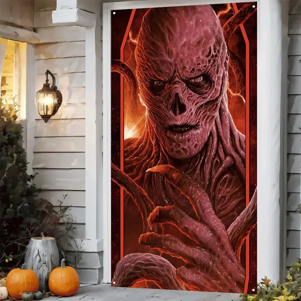 [Halloween] 2D banner 1 piece - Durable polyester material, suitable for hanging decoration, for indoor and outdoor use