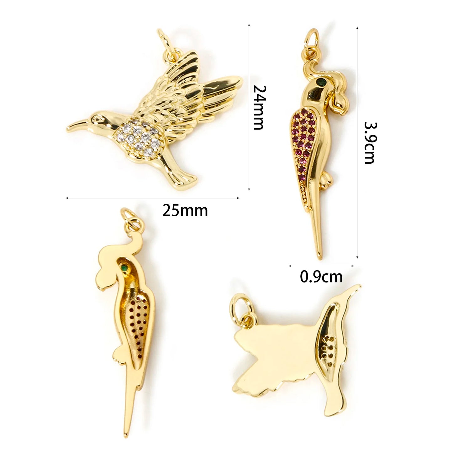 1 PC Bird Micro Pave Brass Charms 18K Gold Plated Color Bird Animal Delicate Pendants For DIY Jewelry Making Necklace Findings