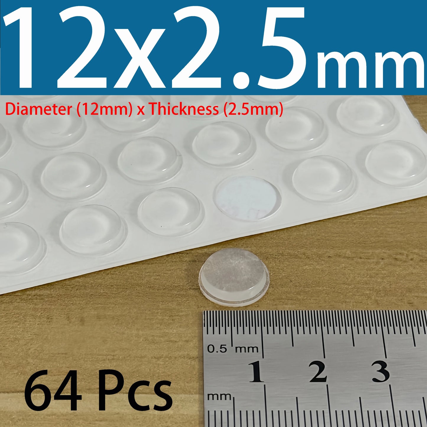 24-100Pcs Clear Self Adhesive Silicone Feet Pads Circular Dome Rubber Damper Buffer Cushion Furniture Cabinet Drawer Door Bumper