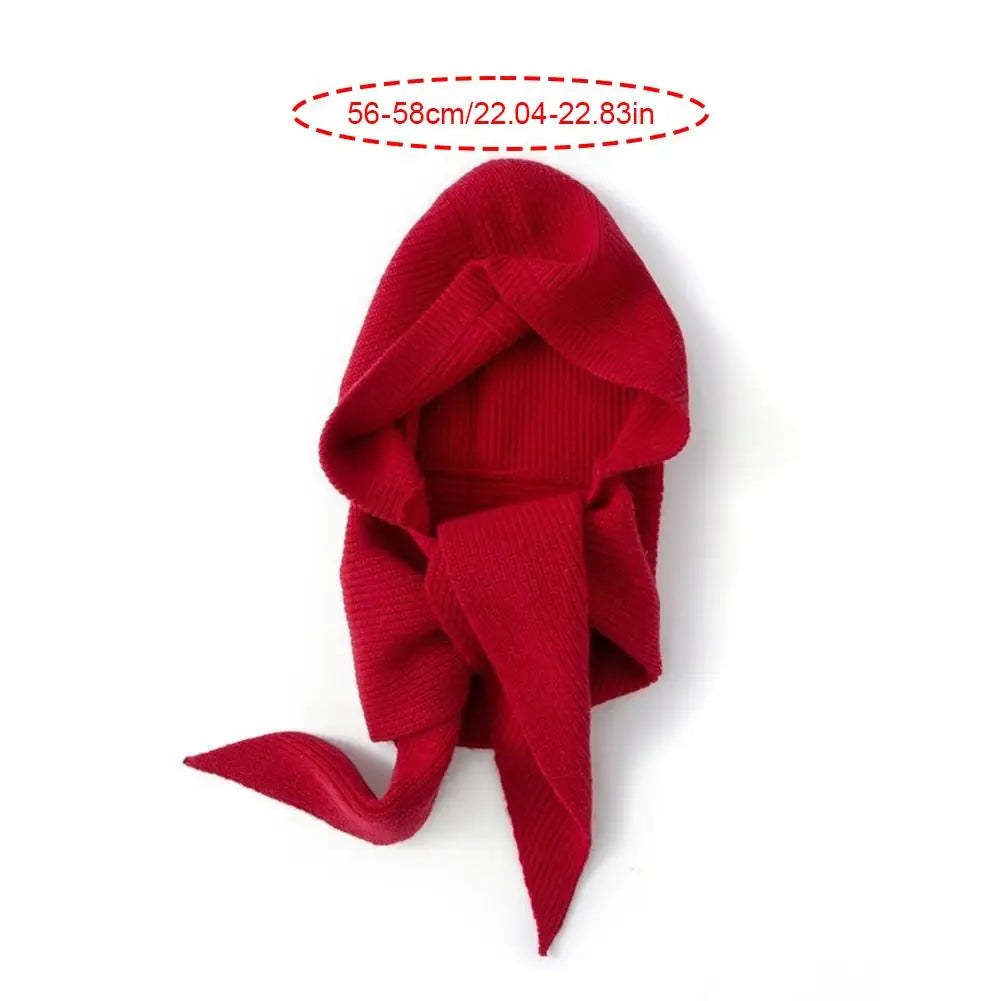 Winter Hats for Women Knitted Polyester Hooded Scarf Hat for Women Balaclava Knit Skull Cap Beanie Hat