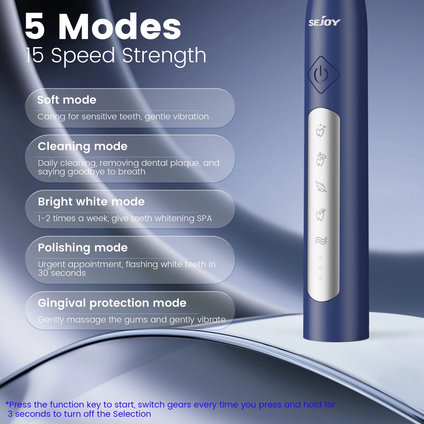 Sejoy Electric Sonic Toothbrush 5 Model with 10 pcs Replacement Heads Rechargeable Waterproof Electronic Tooth Brushes