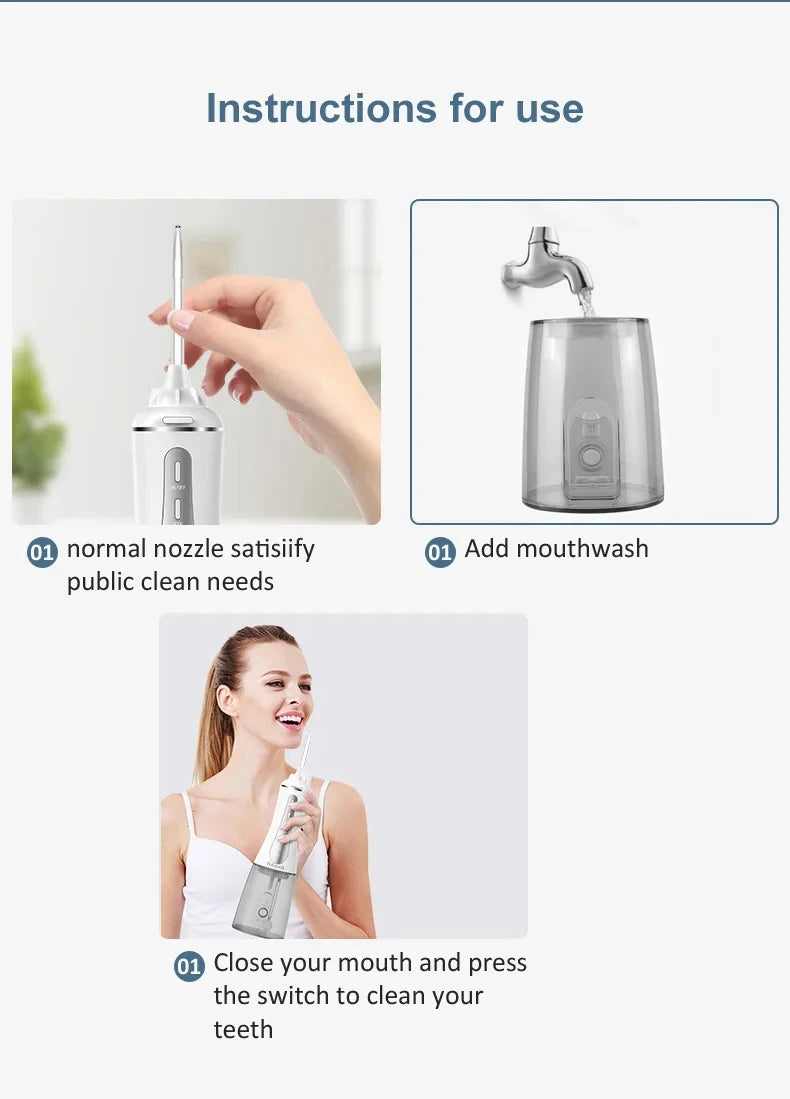 Oral Irrigator Fairywill Water Flosser 5 Modes Portable Dental Water Jet 350ML Water Tank Teeth Cleaner USB Charge Waterproof