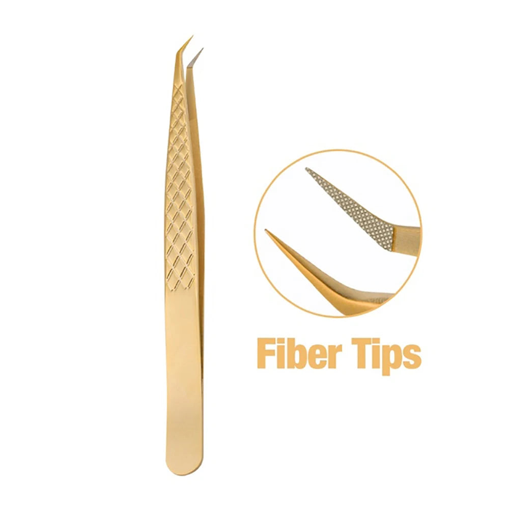 Fadvan Tweezers for Lashes Extension Fiber Tips Stainless Steel Makeup Tweezers Anti-static Free Print Your Logo