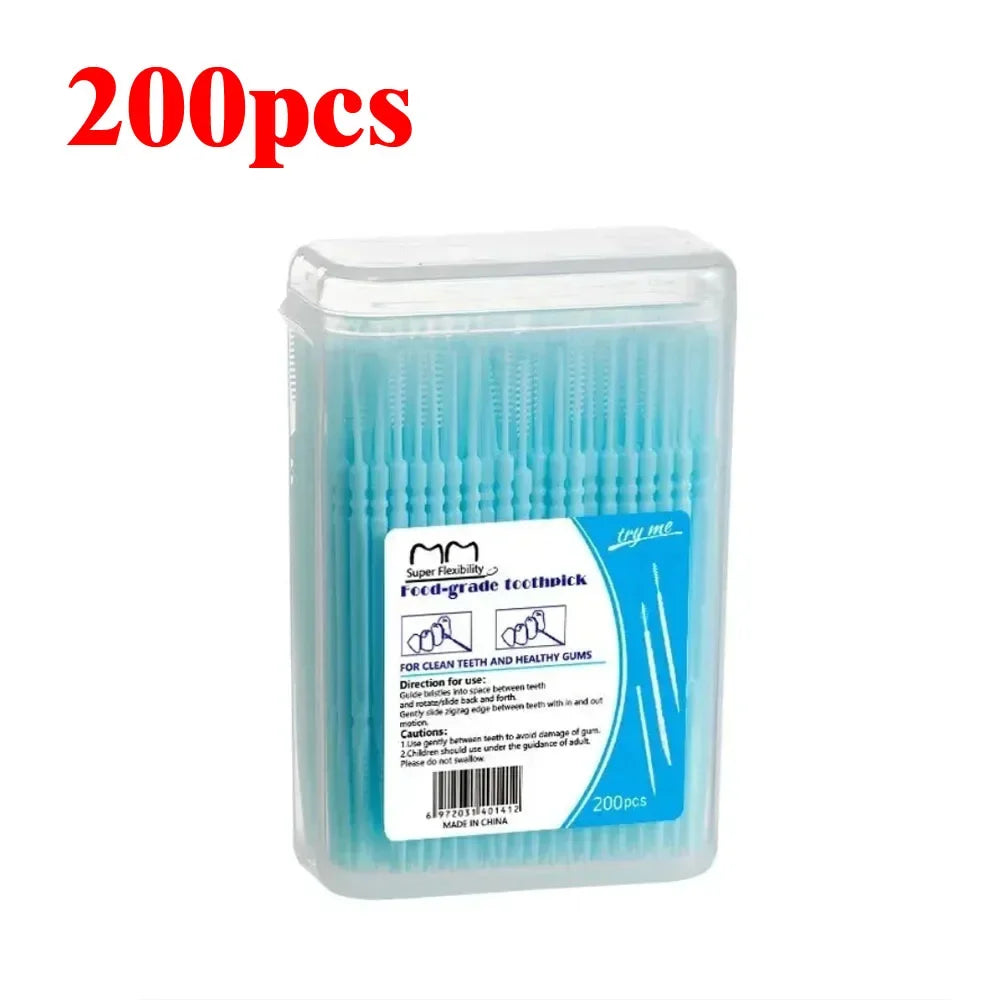 100/200/400/1000pcs Toothpick Brush Boxed Plastic Toothpick Disposable Household Interdental Brush Teeth Picking Dental Floss