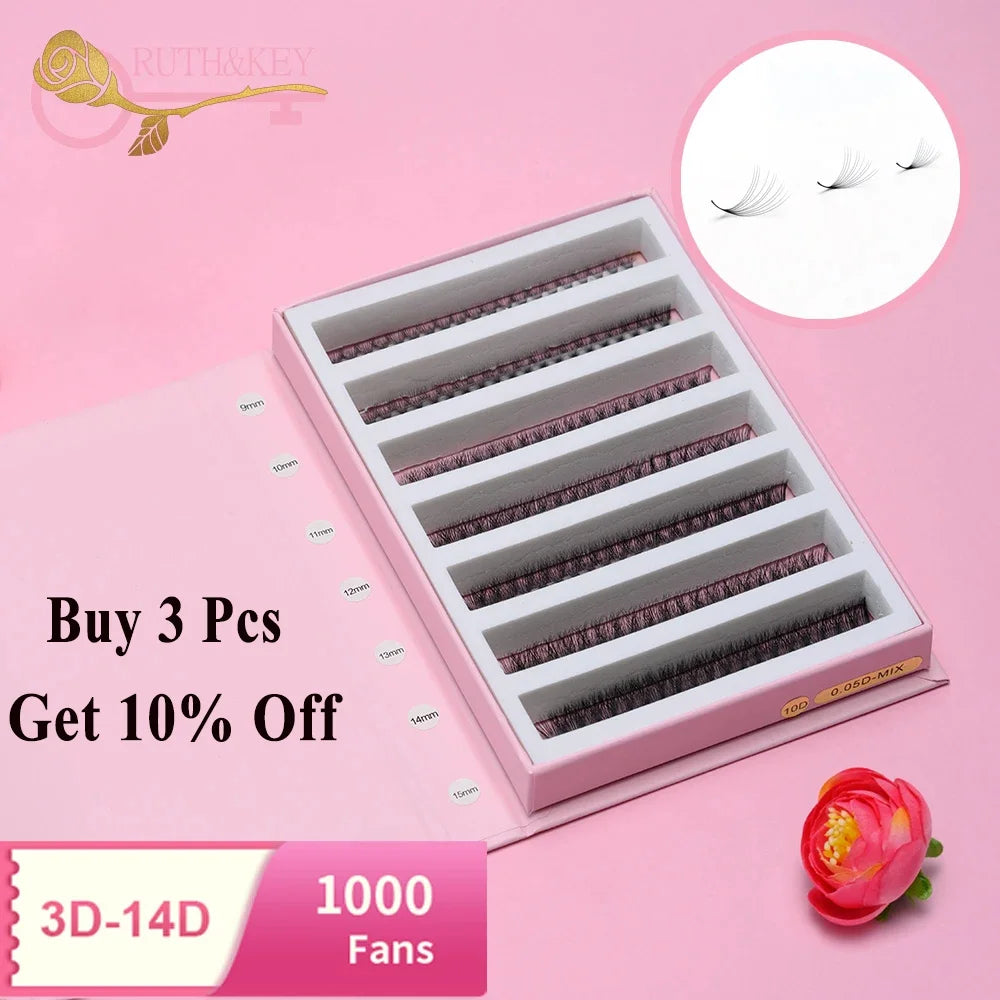 2000 Fans 0.05 0.07 Mix C D Lash Promade Russian Volume Natural Handmade 8D 12D 14D Ultra Speed Top Premade  Lashes Extensions