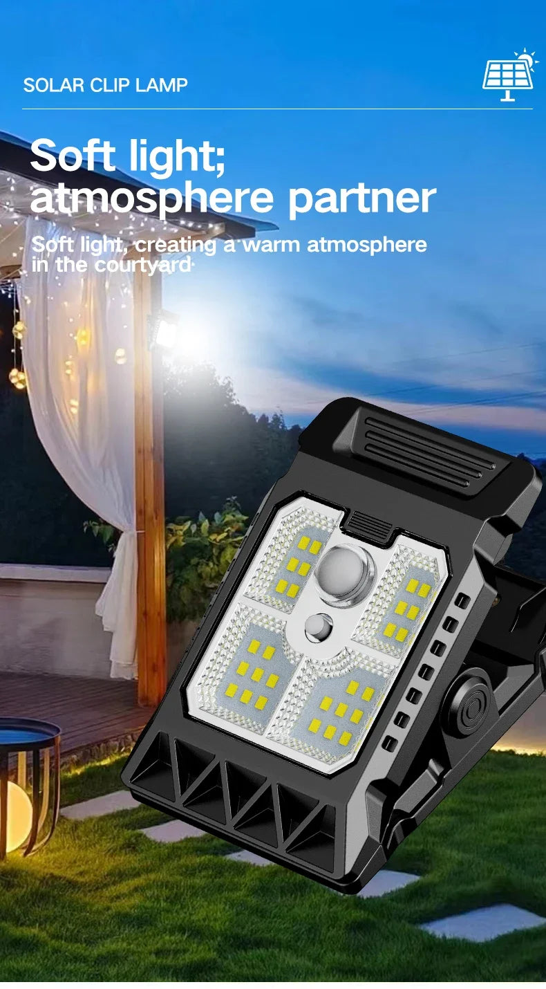 Outdoor Solar Light Clamp On Motion Sensor Lights Waterproof Work Light 3 Light Modes Camping Lamp Fence Walls Garage Led Lamps
