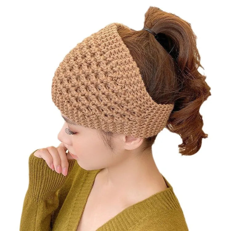 Autumn and Winter New Knitted Wool Headgear Women's Warm Ear Protectors Wool Cap Wide Headband Headband Hair Accessories