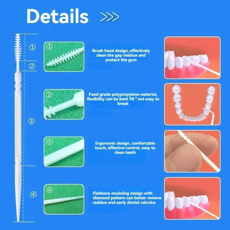 100/200/400/1000pcs Toothpick Brush Boxed Plastic Toothpick Disposable Household Interdental Brush Teeth Picking Dental Floss