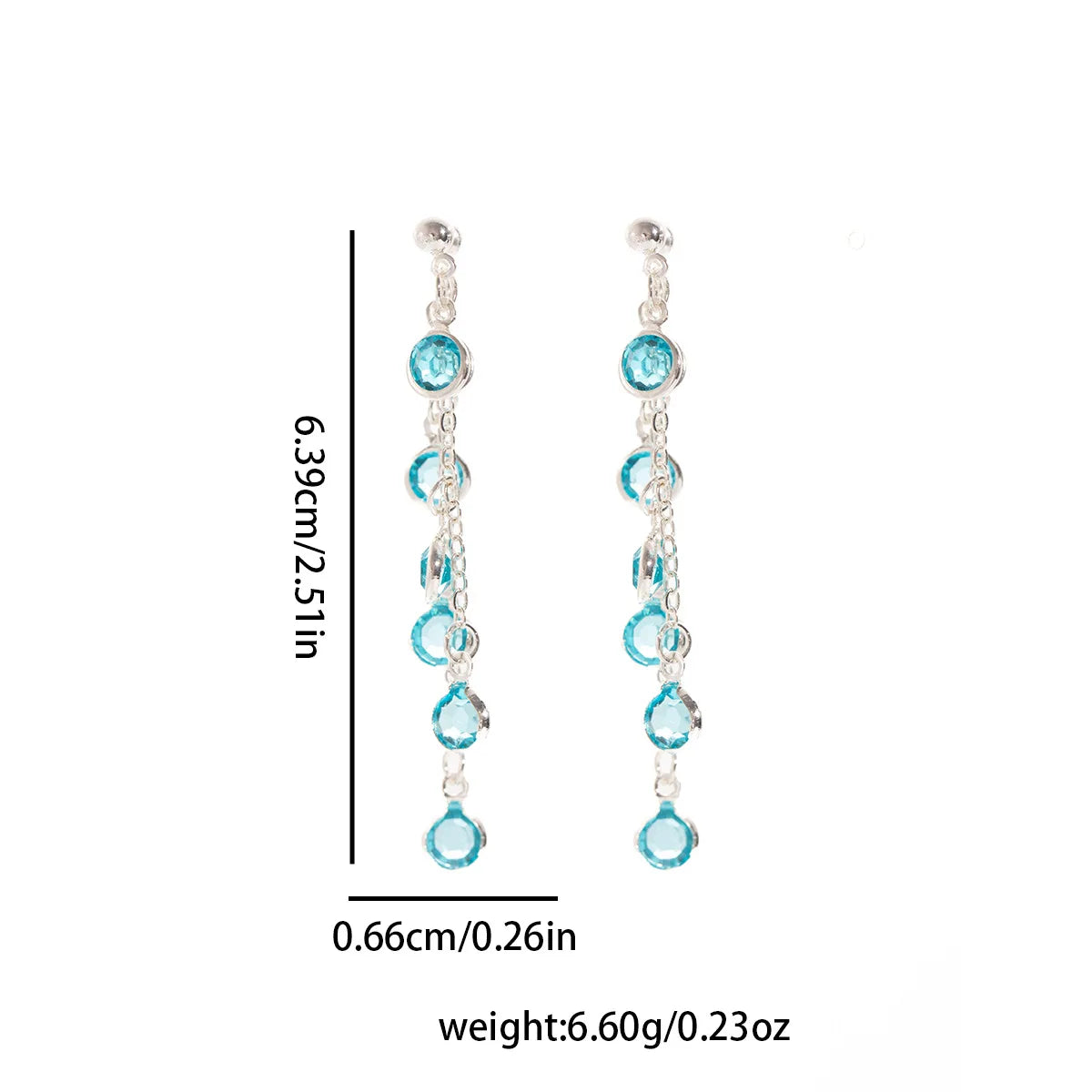 Sparkling Blue Crystal Water Droplet Tassel Earrings with Elegant Long Style And Unique Design For Women's Earrings