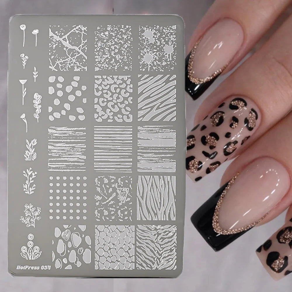 1Pcs Sexy Leopard Print Nail Stamping Plate Animal Skin Texture Nails Template 14.5x9.5cm Stainless Steel Manicure Print Stencil