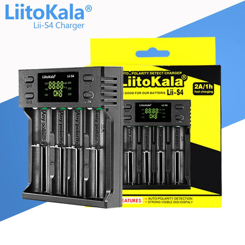 LiitoKala Lii-D4XL Lii-M4 Lii-M4S Lii-402 Lii-202 Lii-S2 3.7V/18650 18350 26650 14500 16340 NiMH Lithium Battery Smart Charger