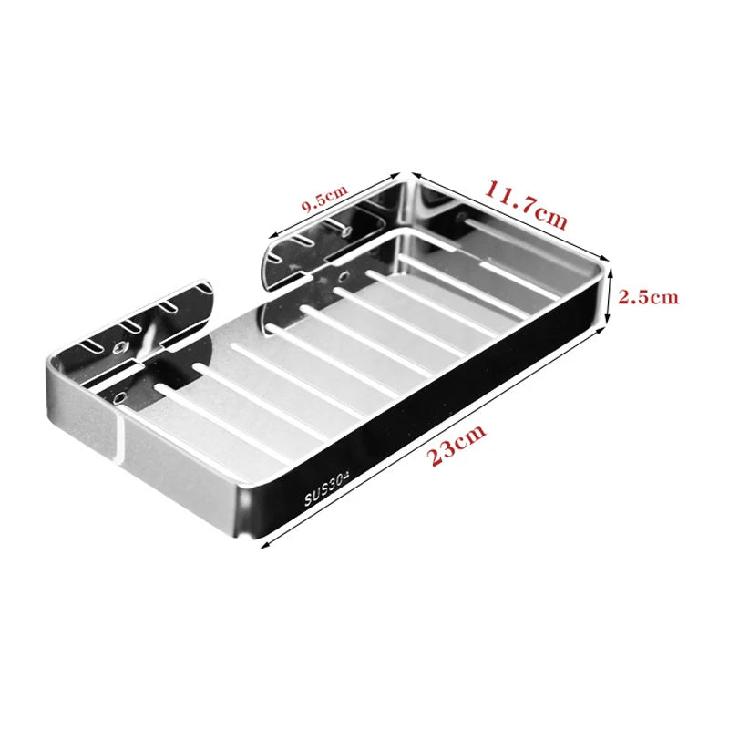 304 Stainless Steel Bathroom Shelf Wall Mounted Soap Sponge Organizer Box Holder Shower Gel Shampoo Storage Rack Accessories