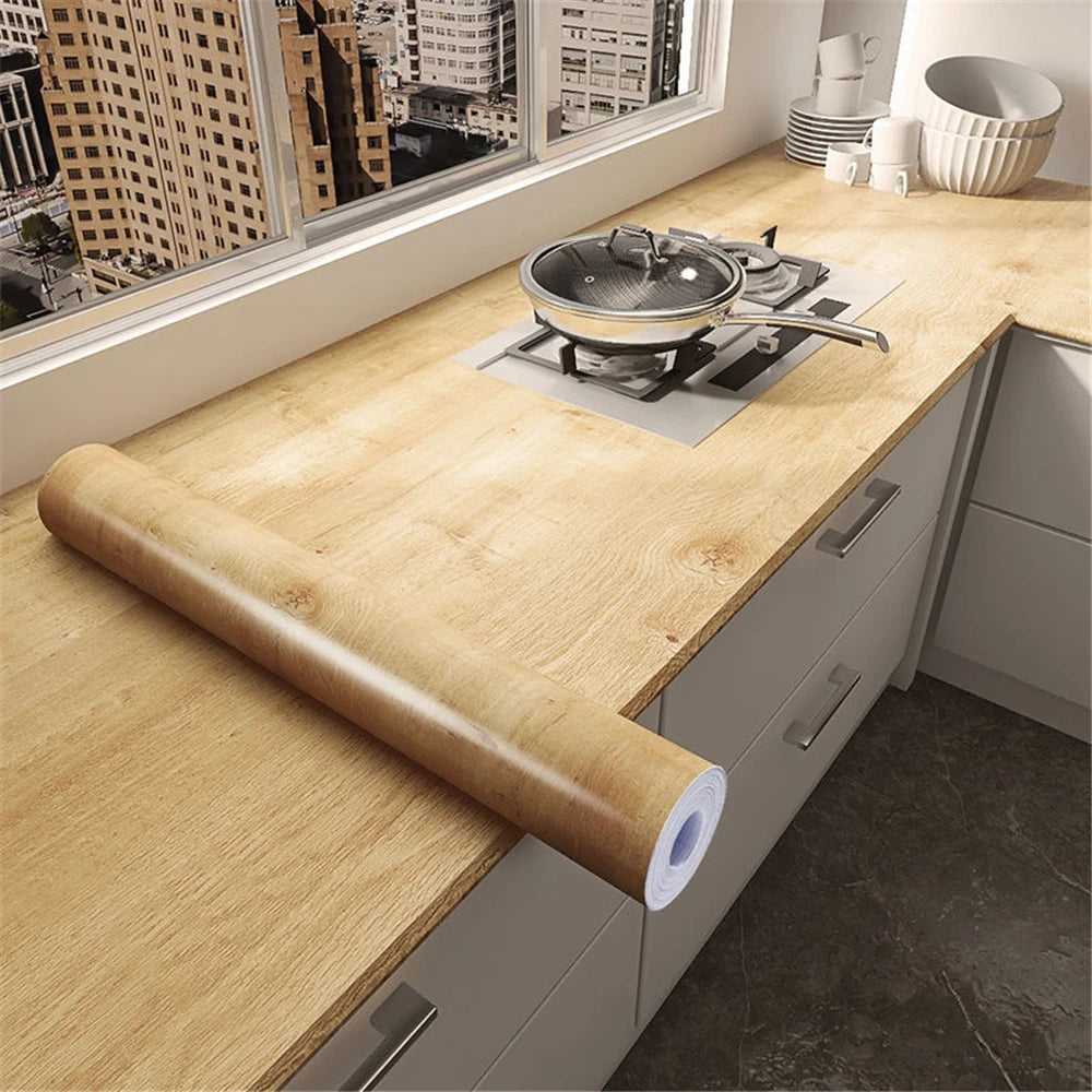 Waterproof Wood Grain Vinyl Self Adhesive Contact Paper Peel and Stick Wallpaper for Cupboard Table Furniture Home Decoration