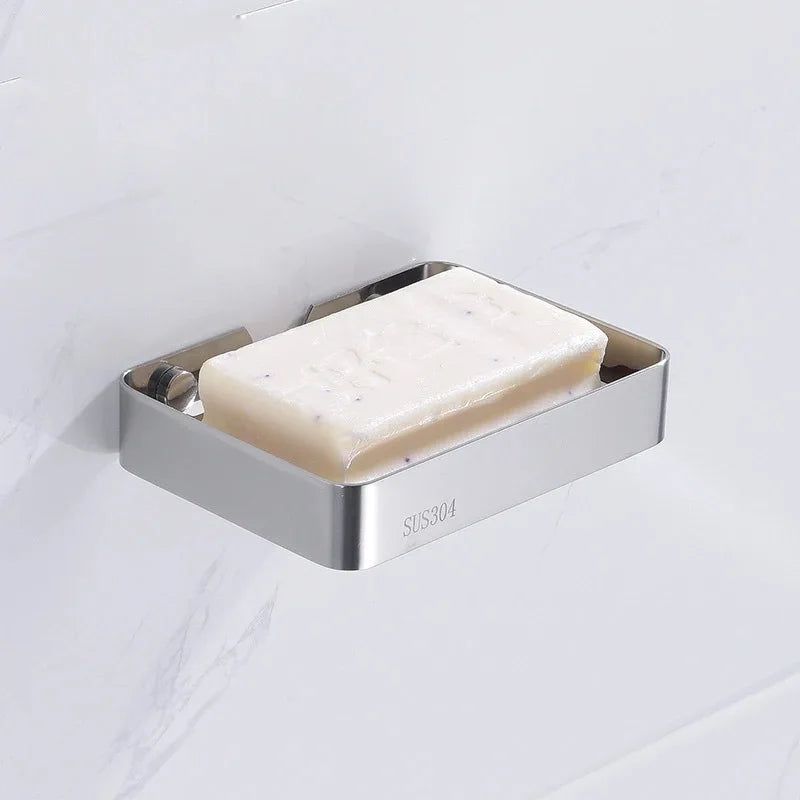 304 Stainless Steel Bathroom Shelf Wall Mounted Soap Sponge Organizer Box Holder Shower Gel Shampoo Storage Rack Accessories
