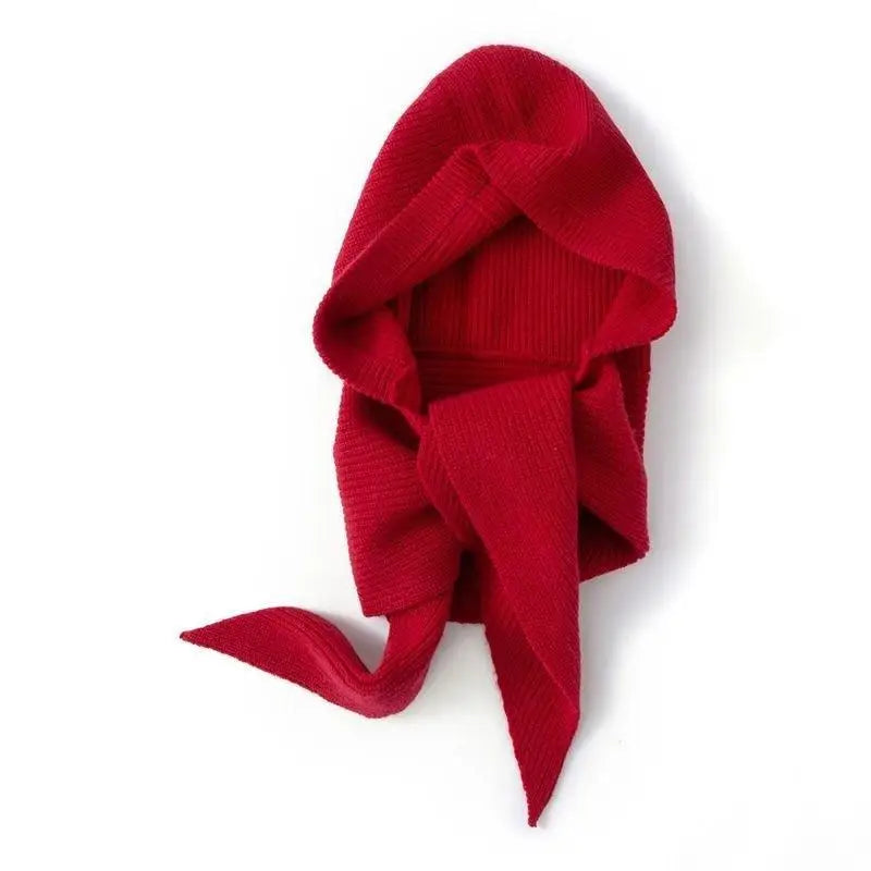 Winter Hats for Women Knitted Polyester Hooded Scarf Hat for Women Balaclava Knit Skull Cap Beanie Hat