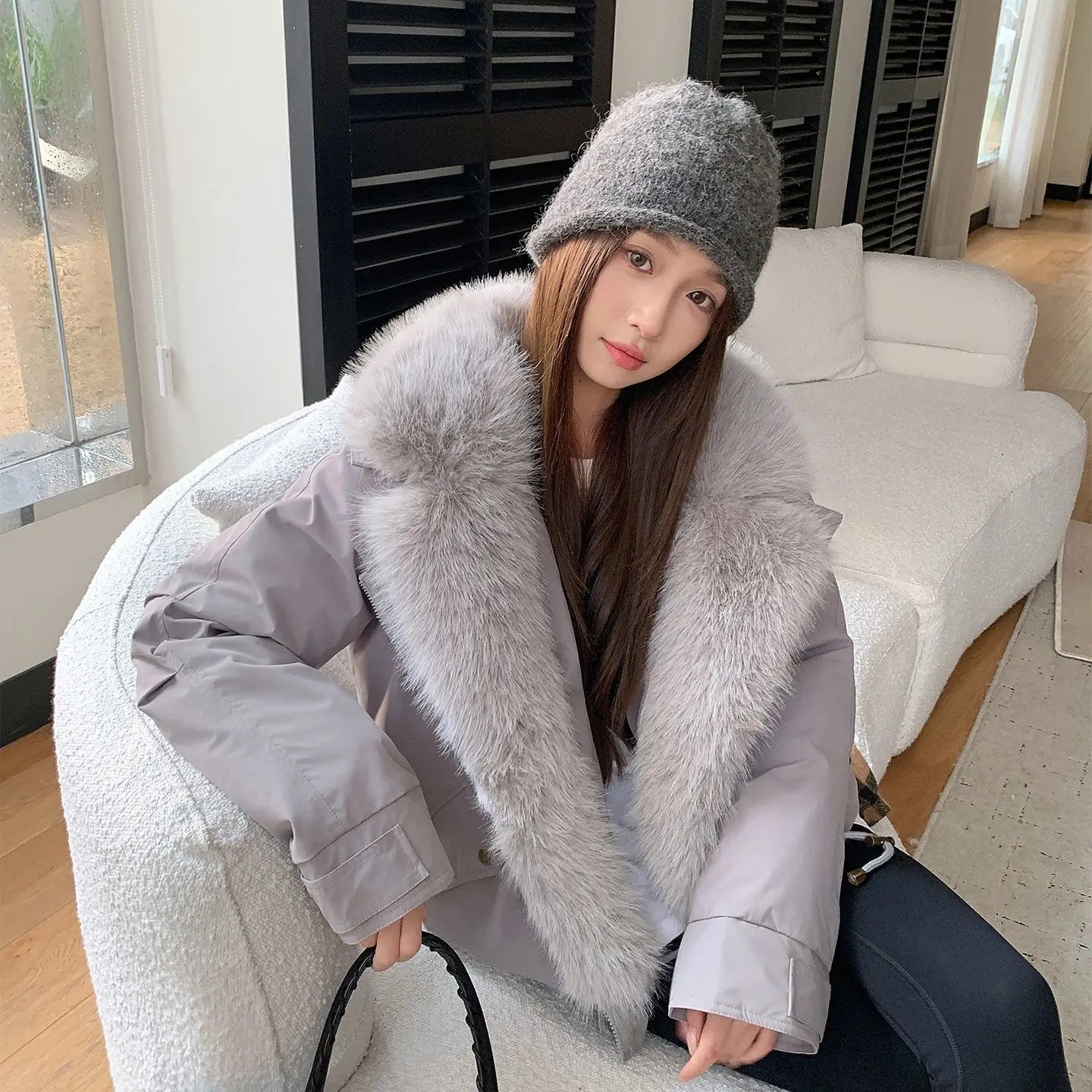 Autumn Winter New Style Fashionable Foreign Trade  Winter Jacket for Women  A Charming Elegant Hooded Mid-length Cotton Coat