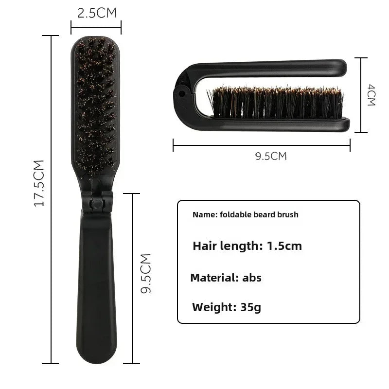 1PCS Soft Boar Bristle Beard Brush Hairdressing Hair Styling Comb For Beard Men's Shaving Brush Fold Beard And Mustache Brush