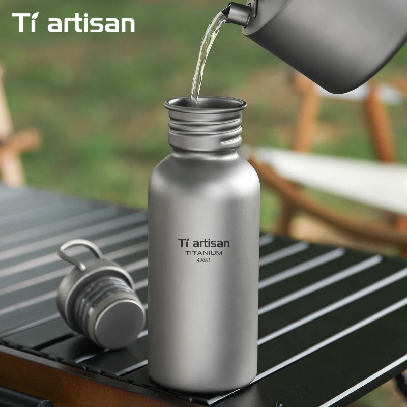 Tiartisan Titanium Ultralight Cycling Water Bottle Outdoor Hiking Climbing Drinking Bottle Reusable Wide Mouth Sports Bottle