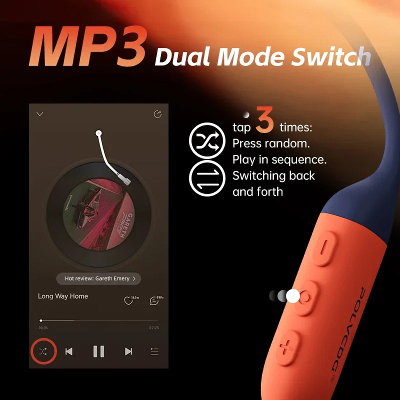 POLVCDG bone conduction swimming earphones IPX8 waterproof 32GB memory Bluetooth 5.4 silicone material 2025 new product x16