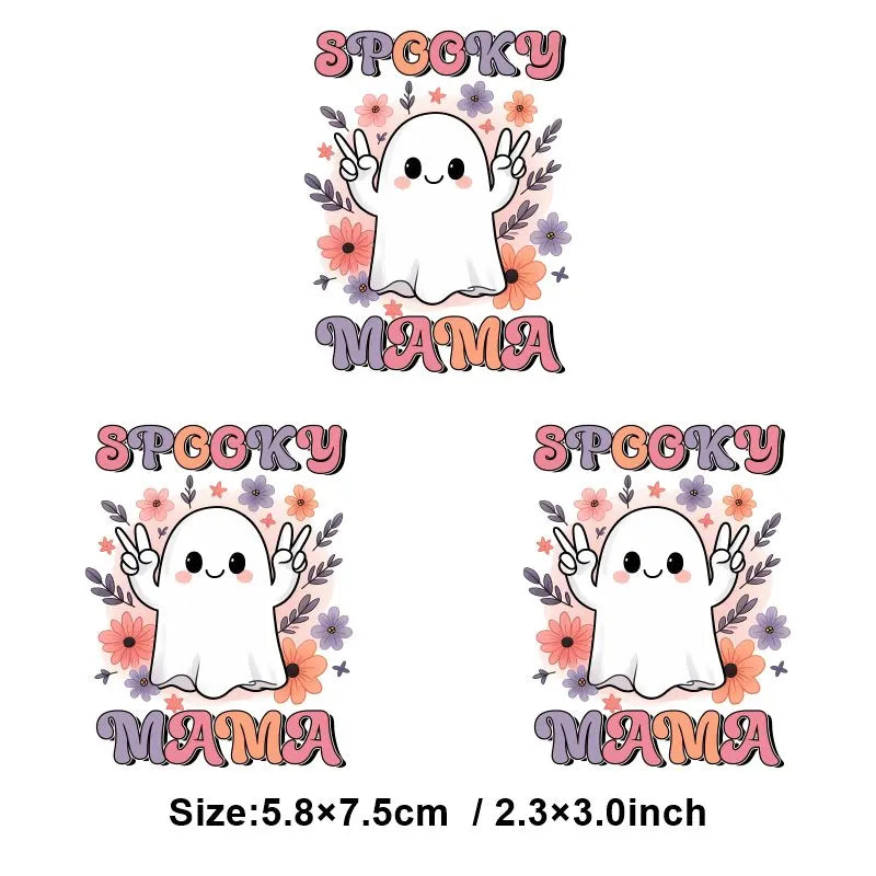 "Halloween is a Life Style"Patch Stickers Iron On Transfers for Clothing Iron Halloween Ghosts Stickers Fusible Applique Badge