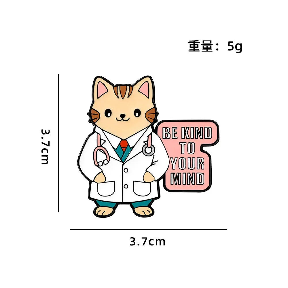 Cartoon white cat brooch, cat red wine, cute backpack, accessories, clothing decorations, zinc alloy badge