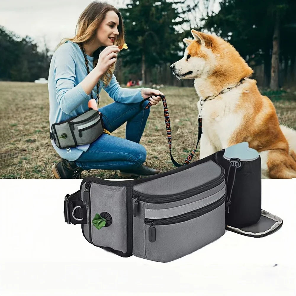 Outdoor Training Waist Bag with Detachable Doggy Training Treat Bag Reflective Waist Pack for Pet Walking, Running Leash Storage
