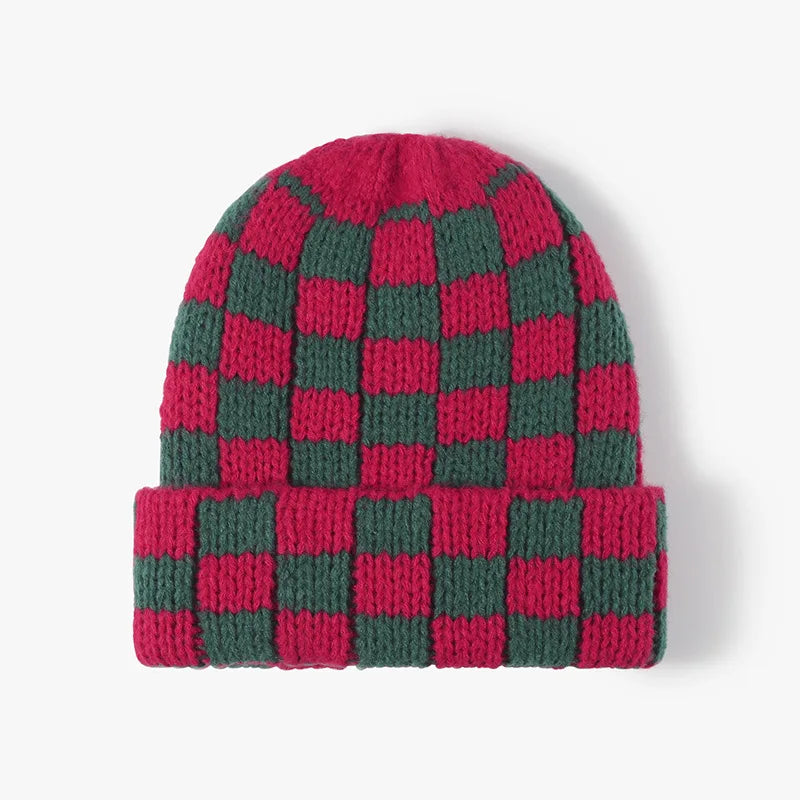 Winter Hats for Woman New Men Beanie Knitted Hat Girl Black White Check Plaid Chess Beanie Gorros Warm Bonnet Ladies Casual Cap