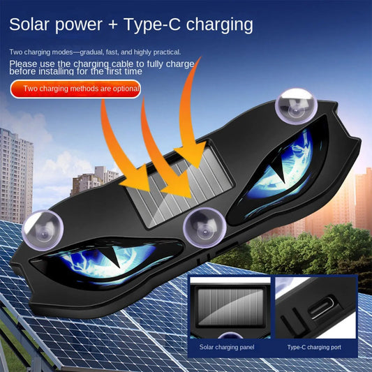 Solar LED Devil Eyes Windshield Warning Flashing Signal Indicator Car LED Ambient Lights with Suction Cup for SUV Auto Window