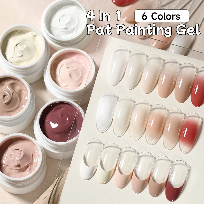 UR SUGAR 1/2Pcs White Pat Painting Gel Nail Polish 4 In 1 Gradient French Cover Edge Lines Nail Stamping Pattern Nail Diy Pattin