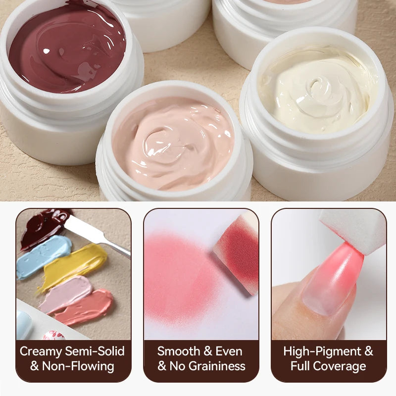 UR SUGAR 1/2Pcs White Pat Painting Gel Nail Polish 4 In 1 Gradient French Cover Edge Lines Nail Stamping Pattern Nail Diy Pattin