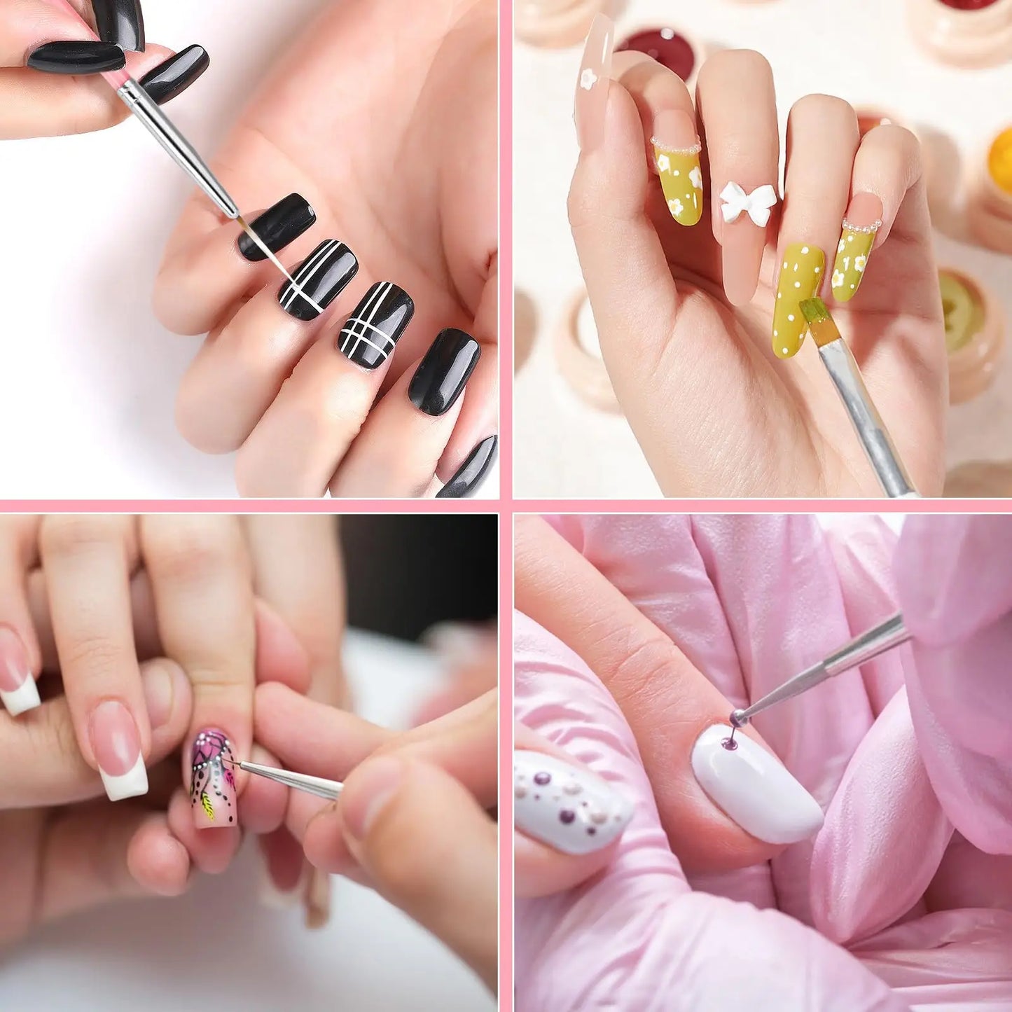 15Pcs Nail Art Brush Set Multifunctional Liner Brushes Detailing Brushes and Cleaning Tools Suitable for Gel Polish Art and DIY