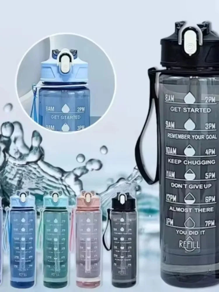 Sports Water Bottle with Time-Tracking Straw Leak Proof Locking Flip Cover for Easy Carry Ideal Outdoor Adventures With Time Mar