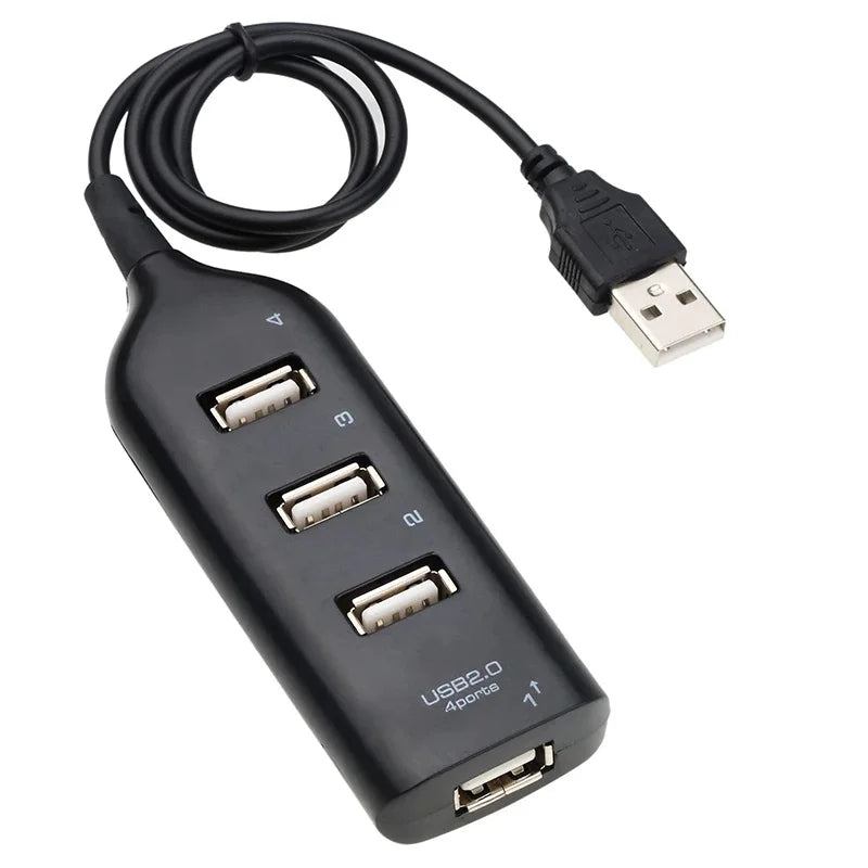 Mini USB 2.0 Hub 4-Port with Power Adapter, Powered USB Splitter for PC Laptop Desktop, High Speed Data Transfer 480Mbps, Plug &