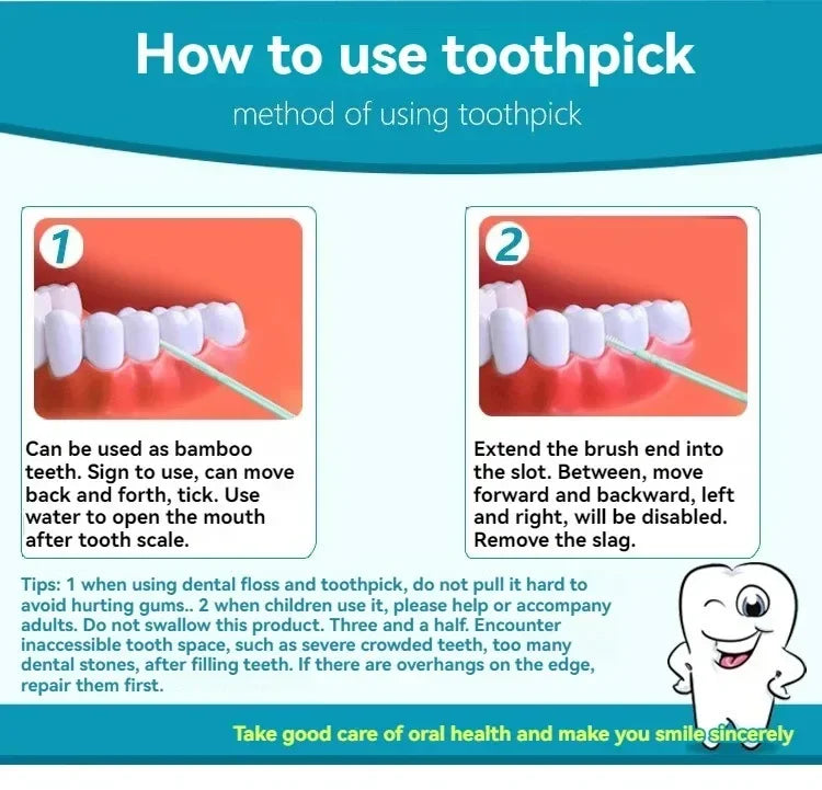 100/200/400/1000pcs Toothpick Brush Boxed Plastic Toothpick Disposable Household Interdental Brush Teeth Picking Dental Floss