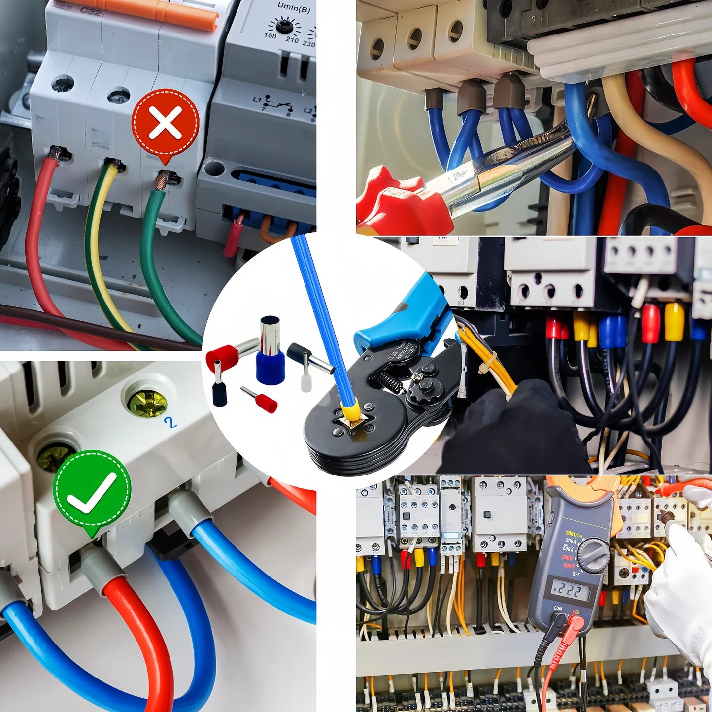 100PCS Insulated Cord End Terminals, AWG 22-6 Wire Ferrules Crimp Connectors, E7508/E1008/E1508/E2508/E4009/E6012/E10-12/E16-12