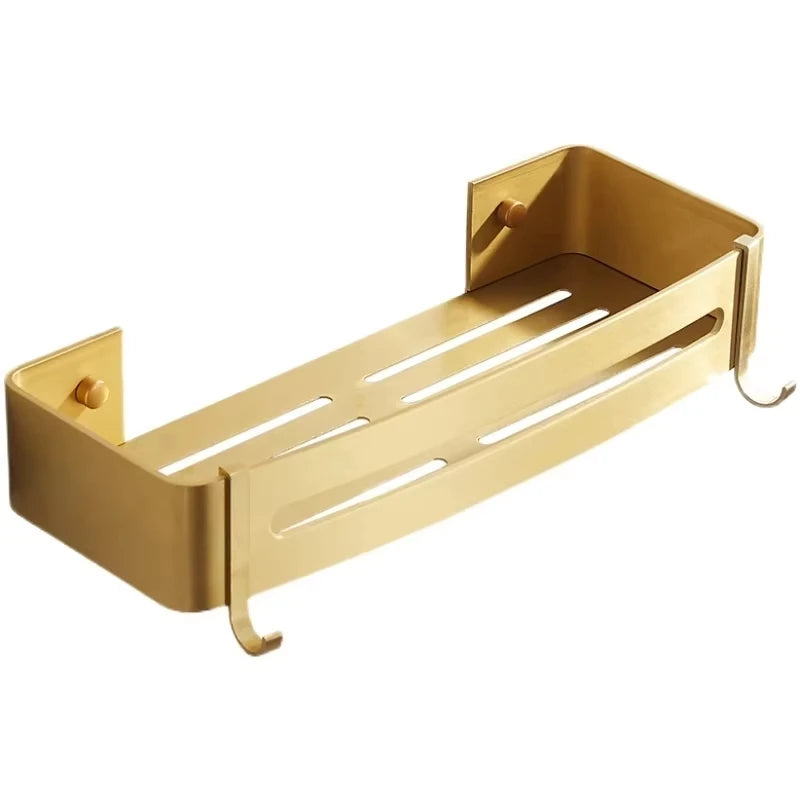 Corner Shelf Wall Mounted Bathroom Shelf Brushed Gold Aluminum Bath Shower Shelf Bath Shampoo Holder Corner shelf