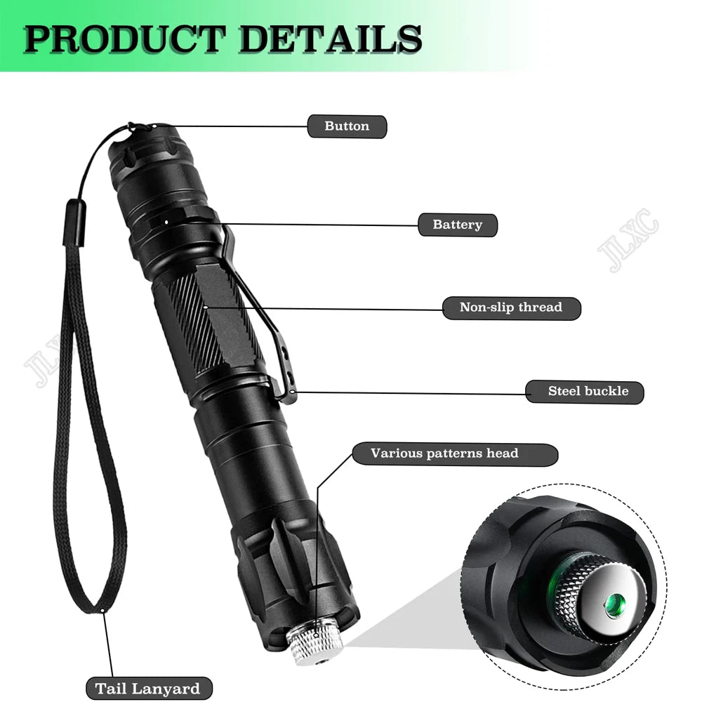 (Do not provide batteries)Green Laser Pointer 5 pcs Cap Teaching Tool Pet Automatic Cat Toys Laser Focus Adjustable Lazer Pen