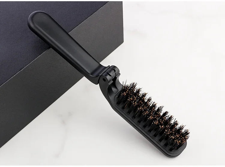 1PCS Soft Boar Bristle Beard Brush Hairdressing Hair Styling Comb For Beard Men's Shaving Brush Fold Beard And Mustache Brush