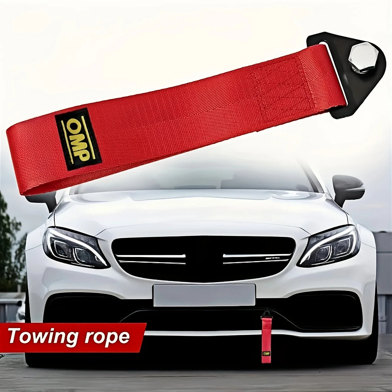 New Car Tow Strap Universal Nylon Towing Rope Front Tow Eye Strap for Car Compatible with Bumper Trailer Car Exterior Decoration