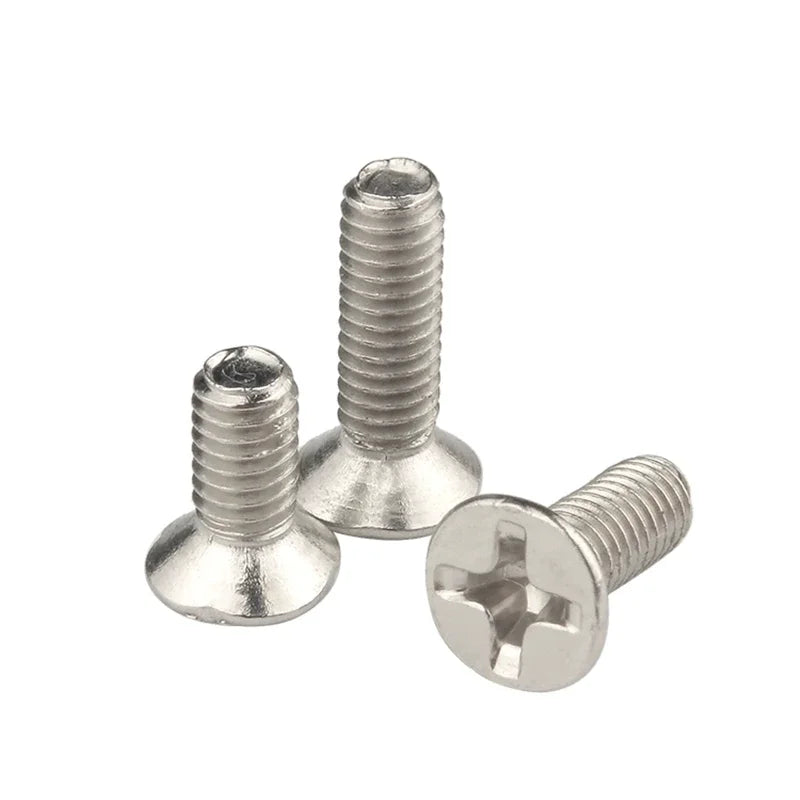 Nickel Plated Carbon Steel Cross Flat Countersunk Head M1 M1.2 M1.4 M1.6 M1.7 M2 M2.5 M3 M3.5 M4 M5 M6 Phillips Screws Bolts