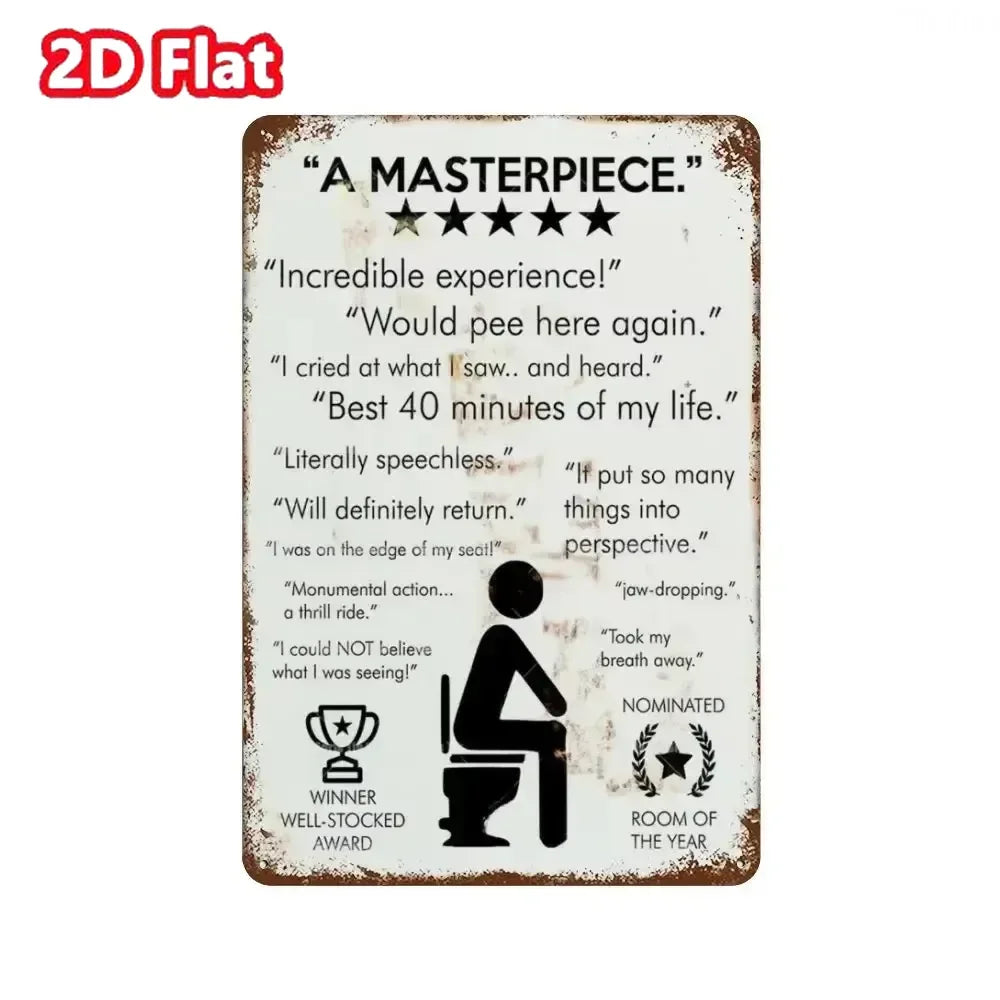 Bar tin painting，Alluring Funny Tin Sign - Retro - Style Toothbrush & Toilet Paper Tin Sign,Designed for Inviting Bathroom
