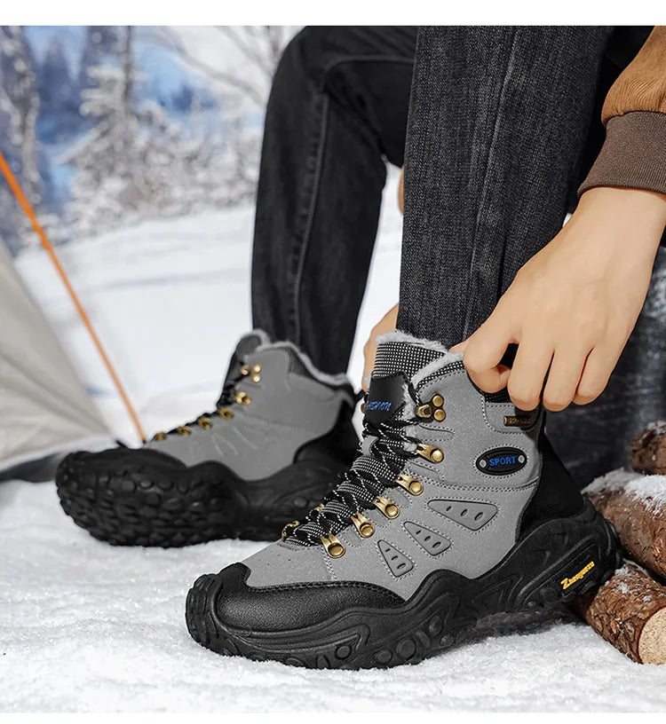 Autumn and Winter Men's Outdoor Sports and Travel Fleece-Lined Warm Snow Boots, Christmas Gifts, Birthday Gifts, Halloween Gifts