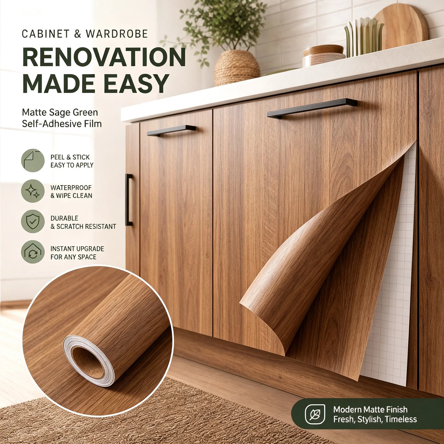 Waterproof Wood Grain Vinyl Self Adhesive Contact Paper Peel and Stick Wallpaper for Cupboard Table Furniture Home Decoration