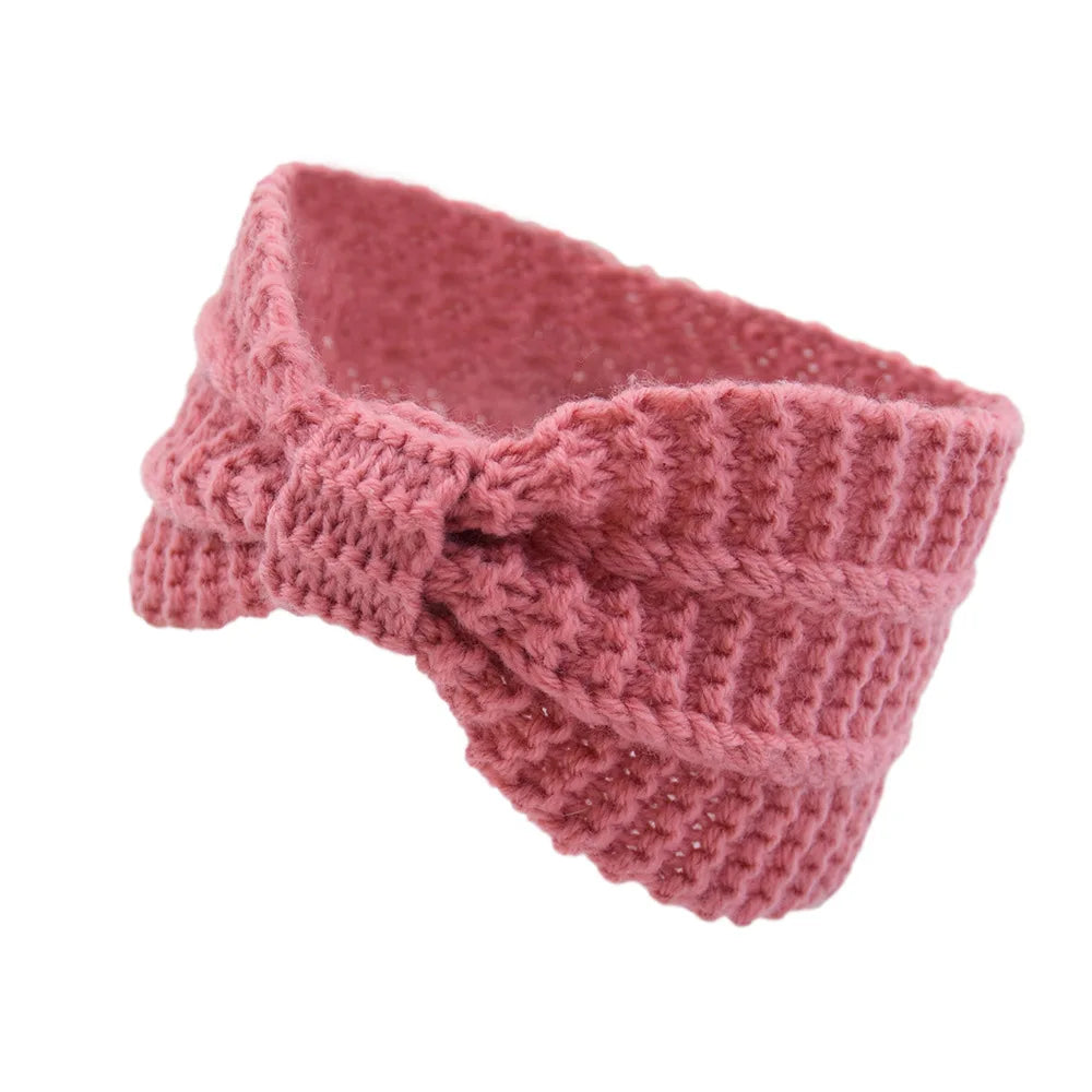 1 Piece Winter Headband Cross Knit Chunky Headbands Elastic Crochet Turban Ear Warmer Headwraps for Women Girls Hair Accessories