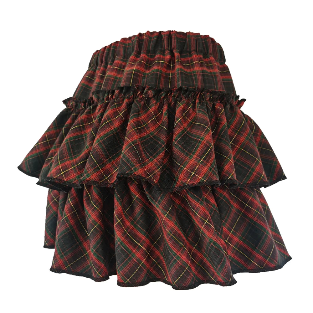 Pink Skirt Japanese College Style Youth Girl Plaid Skirt Female High Waist Slim Lolita Cosplay Y2k Skirt Goth Skirt