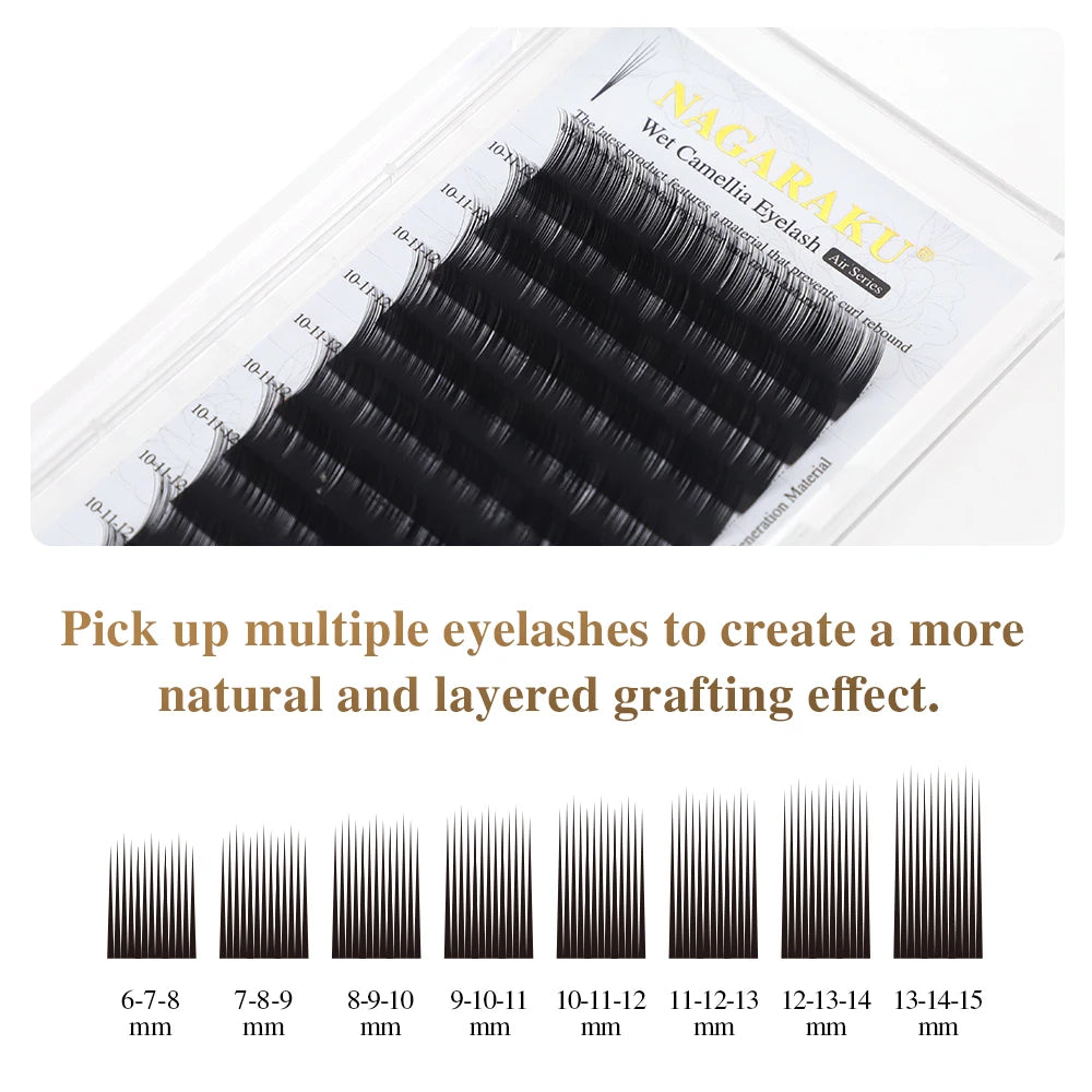 NAGARAKU Wet Camellia Eyelash Extension UB UC UJ Curl Natural Soft Denser Grafting Effect Premade Fans Lashes